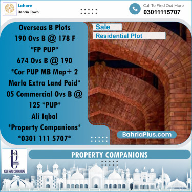Residential Plot for Sale in Bahria Town, Lahore - (BP-284240)
