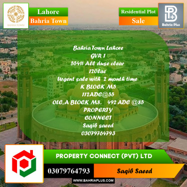 Residential Plot for Sale in Bahria Town, Lahore - (BP-284245)
