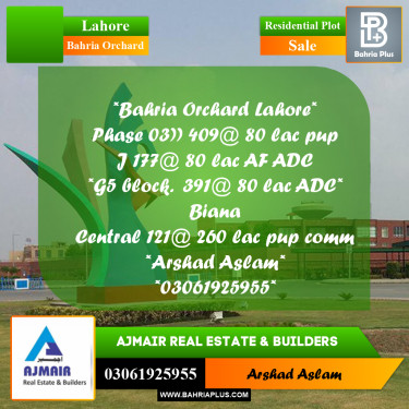 Residential Plot for Sale in Bahria Orchard, Lahore - (BP-284253)