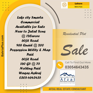 Residential Plot for Sale in Bahria Town, Lahore - (BP-284309)