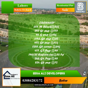 Residential Plot for Sale in Bahria Orchard, Lahore - (BP-284311)