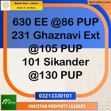 5 Marla Residential Plot for Sale in Sector D - EE Block -  Bahria Town, Lahore - (BP-284315)