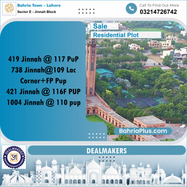 5 Marla Residential Plot for Sale in Sector E - Jinnah Block -  Bahria Town, Lahore - (BP-284402)