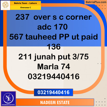 Residential Plot for Sale in Overseas C -  Bahria Town, Lahore - (BP-284435)