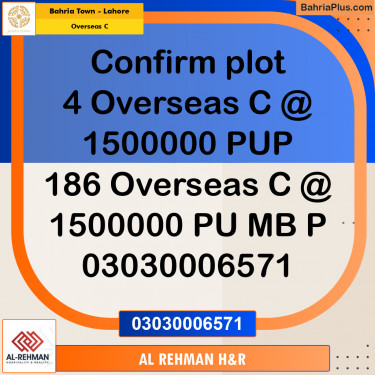 10 Marla Residential Plot for Sale in Overseas C -  Bahria Town, Lahore - (BP-284441)