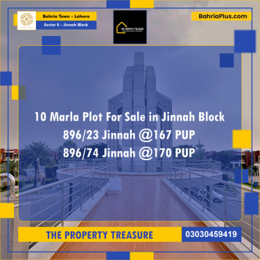 10 Marla Residential Plot for Sale in Sector E - Jinnah Block -  Bahria Town, Lahore - (BP-284447)