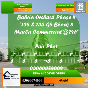 Commercial Plot for Sale in Phase 4 - G5 Commercial -  Bahria Orchard, Lahore - (BP-284479)