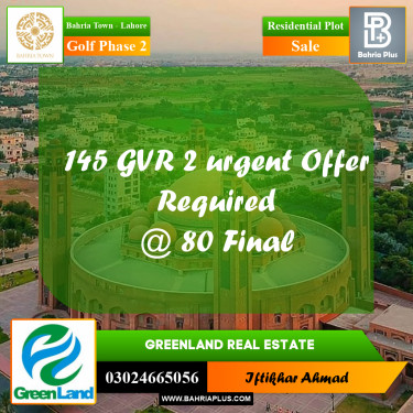 10 Marla Residential Plot for Sale in Golf Phase 2 -  Bahria Town, Lahore - (BP-284490)