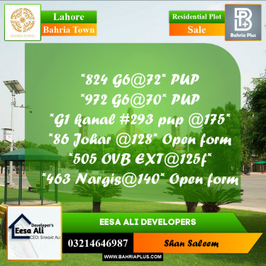 Residential Plot for Sale in Bahria Town, Lahore - (BP-284500)