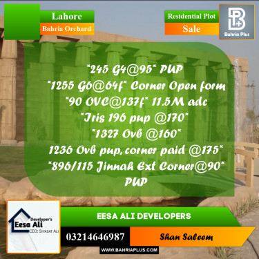 Residential Plot for Sale in Bahria Orchard, Lahore - (BP-284501)