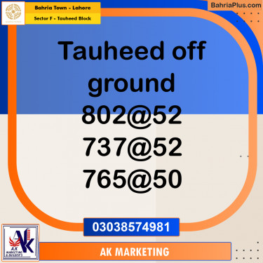 5 Marla Residential Plot for Sale in Sector F - Tauheed Block -  Bahria Town, Lahore - (BP-284508)