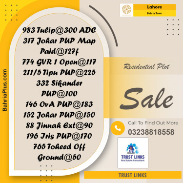 Residential Plot for Sale in Bahria Town, Lahore - (BP-284544)