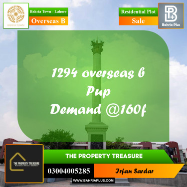 10 Marla Residential Plot for Sale in Overseas B -  Bahria Town, Lahore - (BP-284557)
