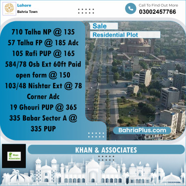 Residential Plot for Sale in Bahria Town, Lahore - (BP-284565)