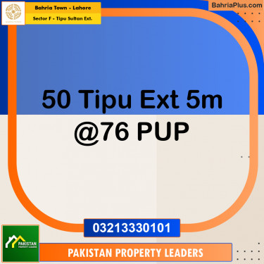 5 Marla Residential Plot for Sale in Sector F - Tipu Sultan Ext. -  Bahria Town, Lahore - (BP-284597)