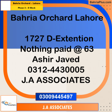 8 Marla Residential Plot for Sale in Phase 2 - D Block -  Bahria Orchard, Lahore - (BP-284615)