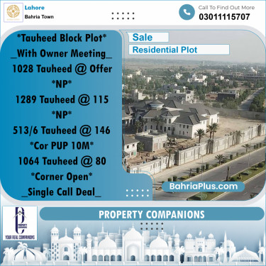 Residential Plot for Sale in Bahria Town, Lahore - (BP-284619)