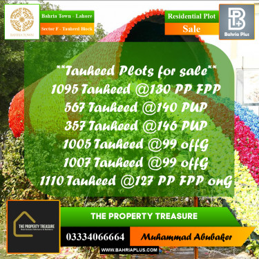 Residential Plot for Sale in Sector F - Tauheed Block -  Bahria Town, Lahore - (BP-284639)