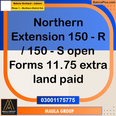 11.75 Marla Residential Plot for Sale in Phase 1 - Northern District Ext. -  Bahria Orchard, Lahore - (BP-284646)