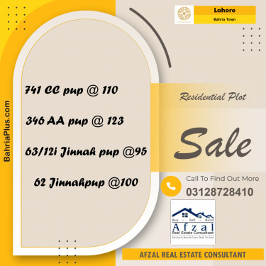 Residential Plot for Sale in Bahria Town, Lahore - (BP-284683)