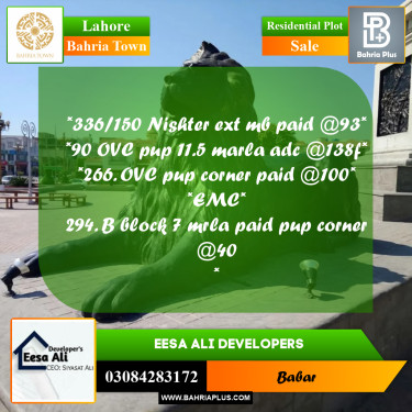 Residential Plot for Sale in Bahria Town, Lahore - (BP-284703)