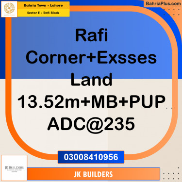 13.52 Marla Residential Plot for Sale in Sector E - Rafi Block -  Bahria Town, Lahore - (BP-284760)