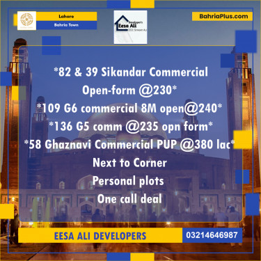 Commercial Plot for Sale in Bahria Town, Lahore - (BP-284786)