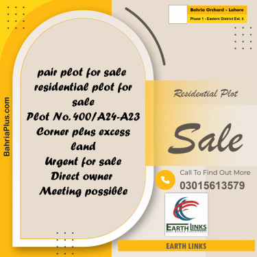 5 Marla Residential Plot for Sale in Phase 1 - Eastern District Ext. II -  Bahria Orchard, Lahore - (BP-284877)