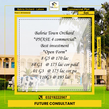 Commercial Plot for Sale in Phase 4 - G4 Commercial -  Bahria Orchard, Lahore - (BP-284886)