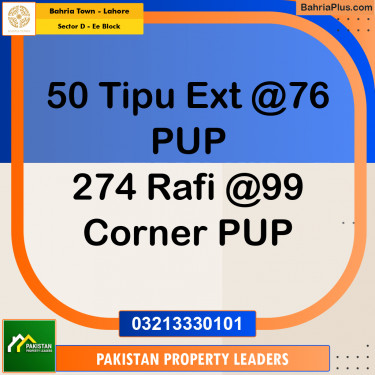 5 Marla Residential Plot for Sale in Sector D - EE Block -  Bahria Town, Lahore - (BP-284909)