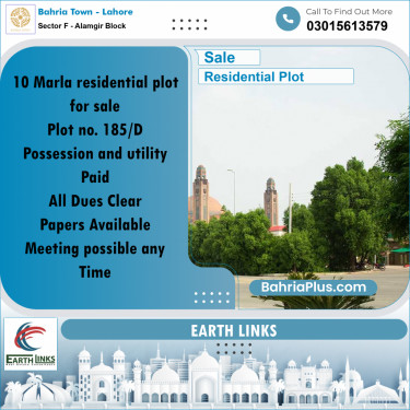 10 Marla Residential Plot for Sale in Sector F - Alamgir Block -  Bahria Town, Lahore - (BP-284938)