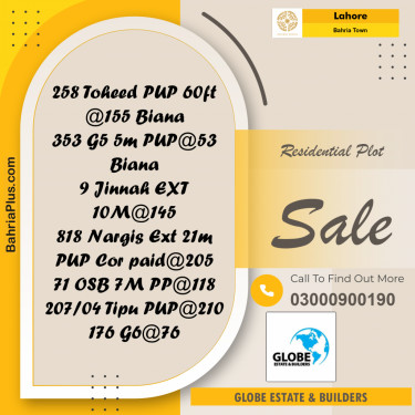 Residential Plot for Sale in Bahria Town, Lahore - (BP-284982)