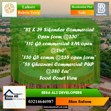 Residential Plot for Sale in Bahria Town, Lahore - (BP-285073)