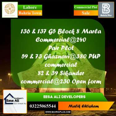 Commercial Plot for Sale in Bahria Town, Lahore - (BP-285094)