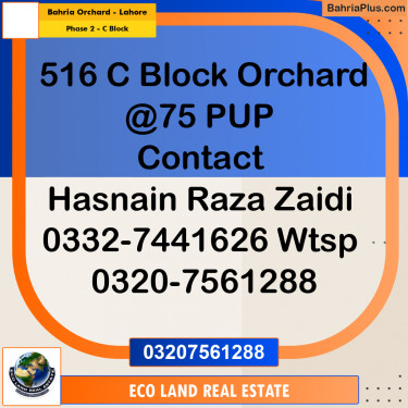 8 Marla Residential Plot for Sale in Phase 2 - C Block -  Bahria Orchard, Lahore - (BP-285114)