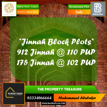 5 Marla Residential Plot for Sale in Sector E - Jinnah Block -  Bahria Town, Lahore - (BP-285117)