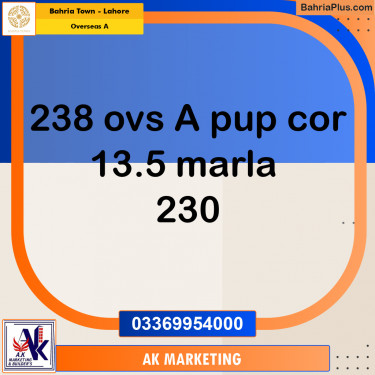 13.5 Marla Residential Plot for Sale in Overseas A -  Bahria Town, Lahore - (BP-285118)