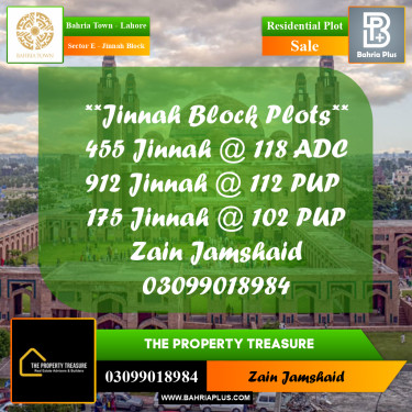 Residential Plot for Sale in Sector E - Jinnah Block -  Bahria Town, Lahore - (BP-285128)
