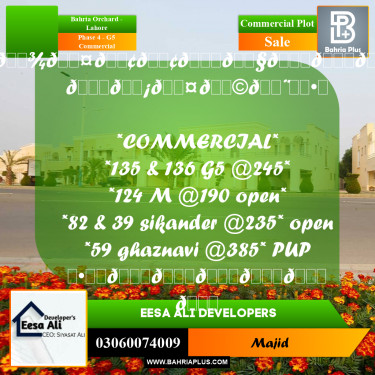 Commercial Plot for Sale in Phase 4 - G5 Commercial -  Bahria Orchard, Lahore - (BP-285192)
