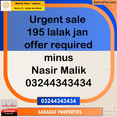 5 Marla Residential Plot for Sale in Sector G - Lalak Jan Block -  Bahria Town, Lahore - (BP-285194)