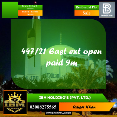 9 Marla Residential Plot for Sale in Phase 1 - Eastern District -  Bahria Orchard, Lahore - (BP-285220)