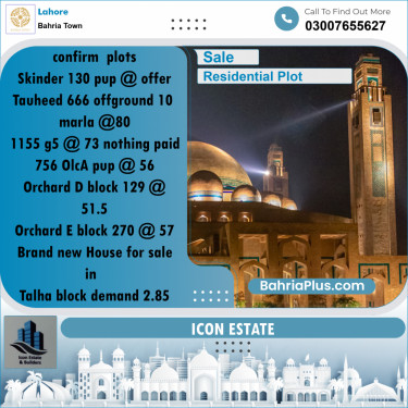 Residential Plot for Sale in Bahria Town, Lahore - (BP-285242)