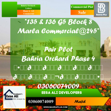 Commercial Plot for Sale in Phase 4 - G5 Commercial -  Bahria Orchard, Lahore - (BP-285249)