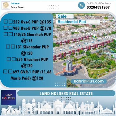 Residential Plot for Sale in Bahria Town, Lahore - (BP-285259)