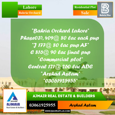 Residential Plot for Sale in Bahria Orchard, Lahore - (BP-285286)