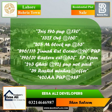Residential Plot for Sale in Bahria Town, Lahore - (BP-285338)