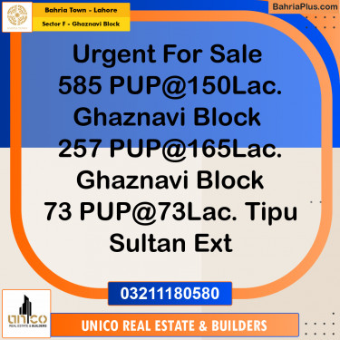10 Marla Residential Plot for Sale in Sector F - Ghaznavi Block -  Bahria Town, Lahore - (BP-285342)