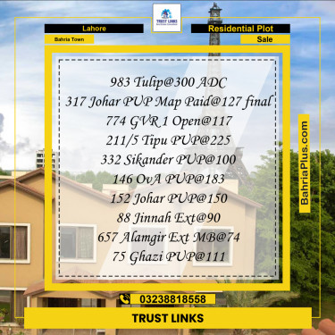 Residential Plot for Sale in Bahria Town, Lahore - (BP-285355)