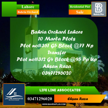 10 Marla Residential Plot for Sale in Bahria Orchard, Lahore - (BP-285388)