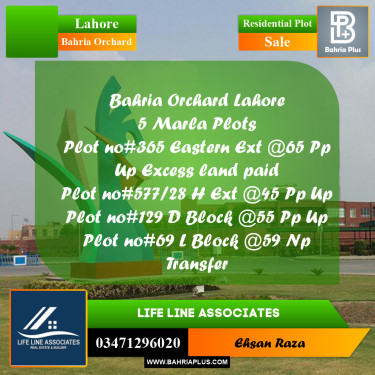 5 Marla Residential Plot for Sale in Bahria Orchard, Lahore - (BP-285398)